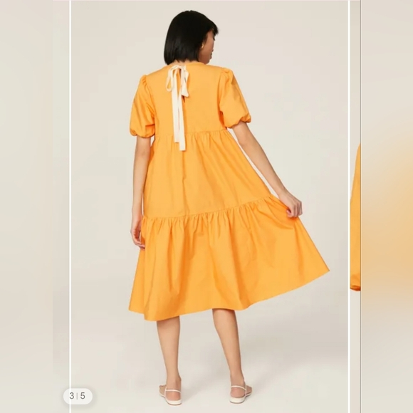 Peter Som Vibrant Orange Marigold Tiered Midi Dress Size 10 - Picture 2 of 6